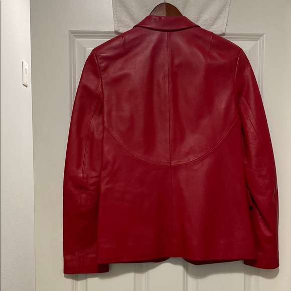 DKNY Women's Red Leather Jacket - Picture 5 of 6